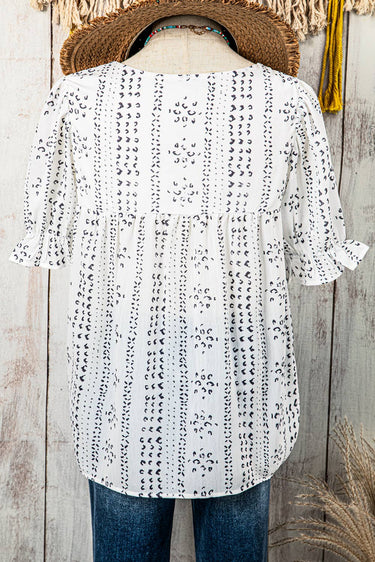Floral Embroidered Printed Crinkle Blouse